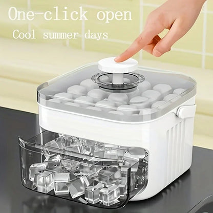 2-Layer Ice Cube Tray with Lid, Large Capacity & Space-Saving, Perfect for Small Freezers. Easy Make & Store.